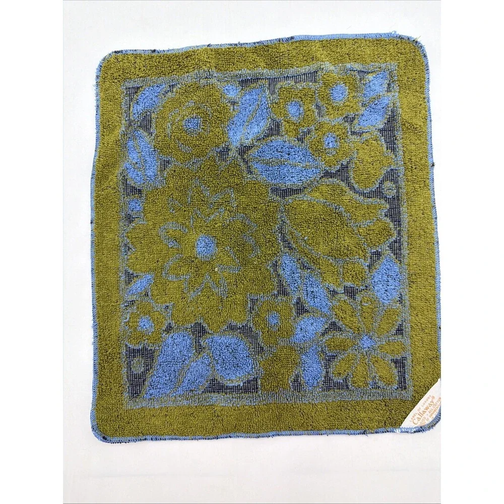 vintage Callaway washcloth blue green floral MCM